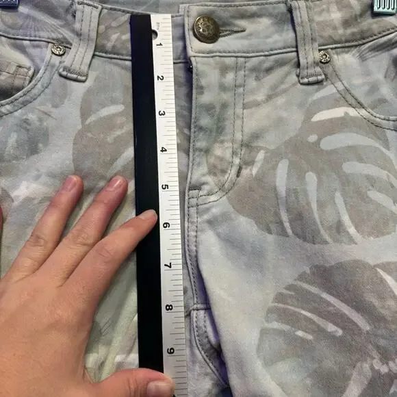 CAbi Palm Leaf Printed Ankle Cropped Jeans Women’s Size 6 Tropical Denim Pants - Picture 8 of 10